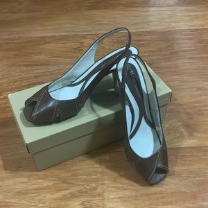 Espresso Brown Peep Toe Naturalizer Sling Backs